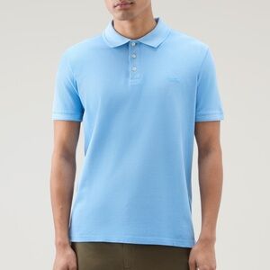 BURBERRY Mens Light Blue Polo Shirt